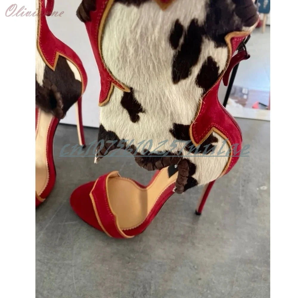 Mixed Color New Design Hollow Sandals Back Zipper Stiletto High Heel Party Fashion Sexy Women Shoes 2025 Summer New Para Mujere