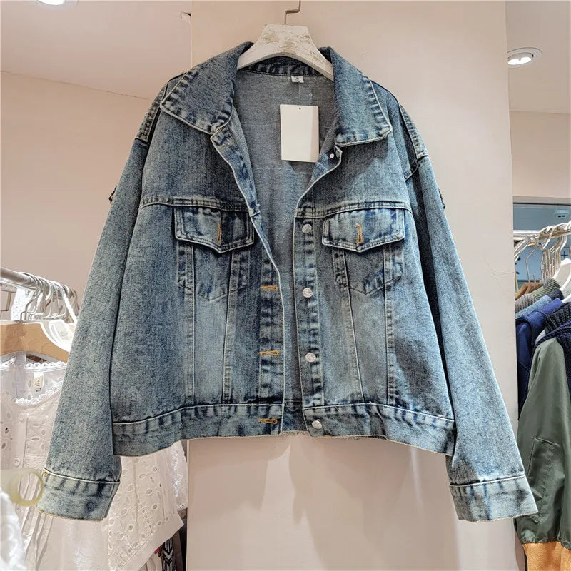 YEAE Ladies Bohemian Denim Jacket Autumn Floral Patch Embroidered Vintage Jacket Long Sleeve Outerwear Women's Jacket
