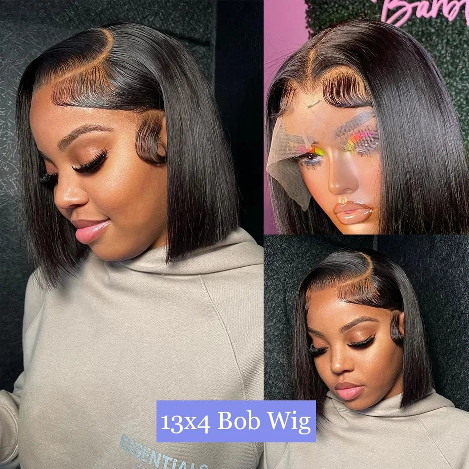 12 14 Inch Straight Short Bob Human Hair Wig Black Vietnamese Hair 13x4 4x4 HD Lace Frontal Bone Straight Bob Human Hair Wigs