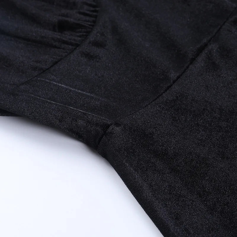 Y2K Hollow Cuffs Strapless Sexy Gothic Lace Dress Dark Style Pleated Knee-length Skirt Women‘s Slim Fit Fashion Women's Clothing