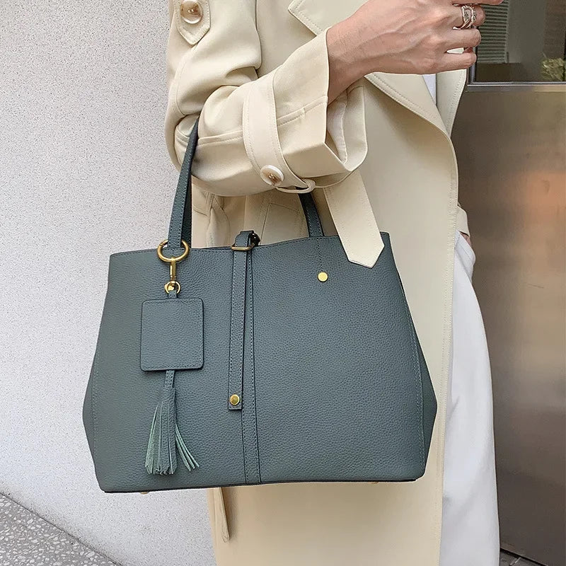 Female Soft Natural Cowhide Handbags Women Cow Genuine Leather Shoulder Bag Ladies Fashion Designer Luxury Retro Crossbody Bags
