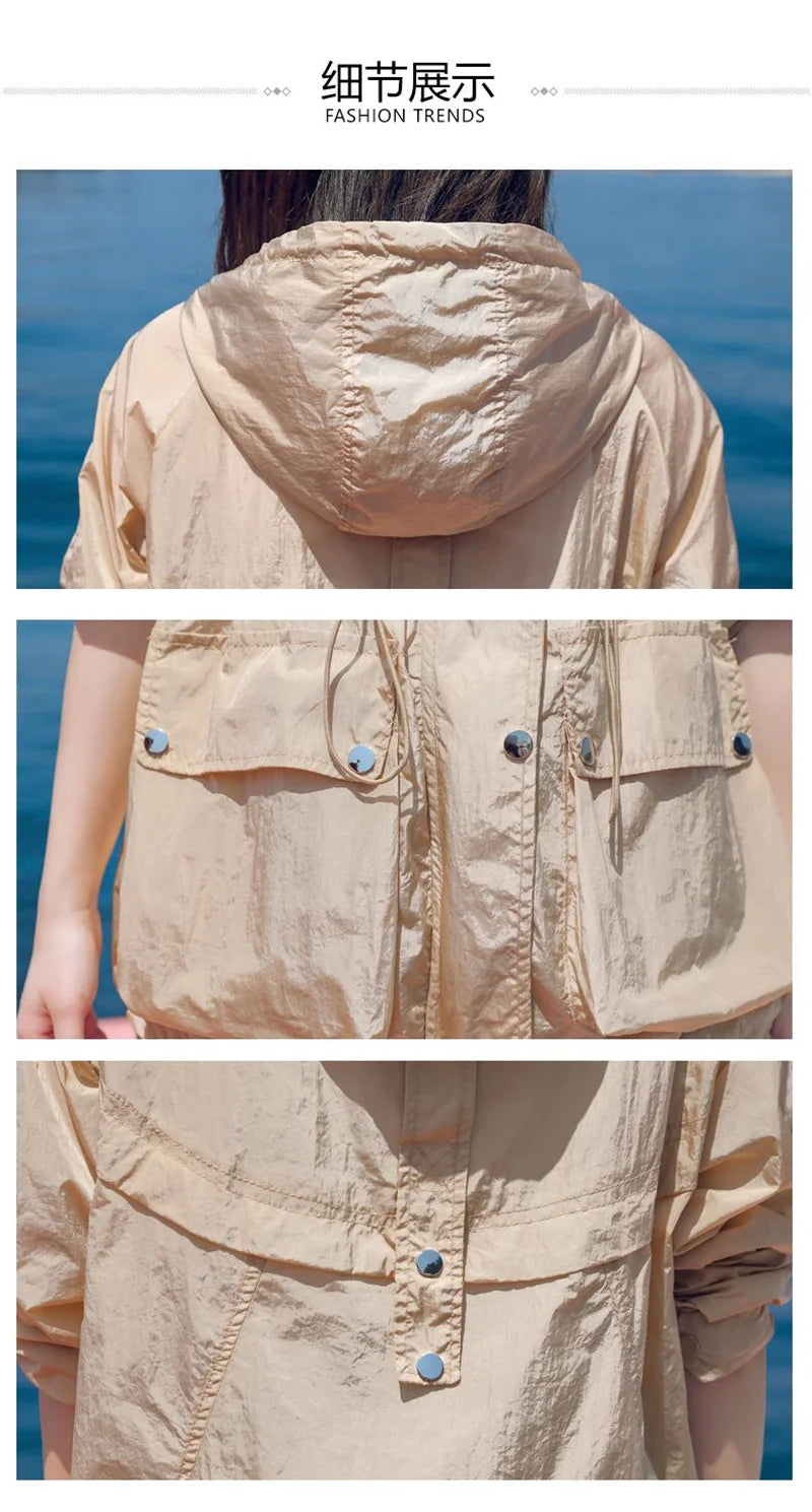 Women's Jacket With Hooded Sun Protection Clothing Women's Summer Thin Coat 2023 New Anti-Ultraviolet Breathable Shirt size 4XL