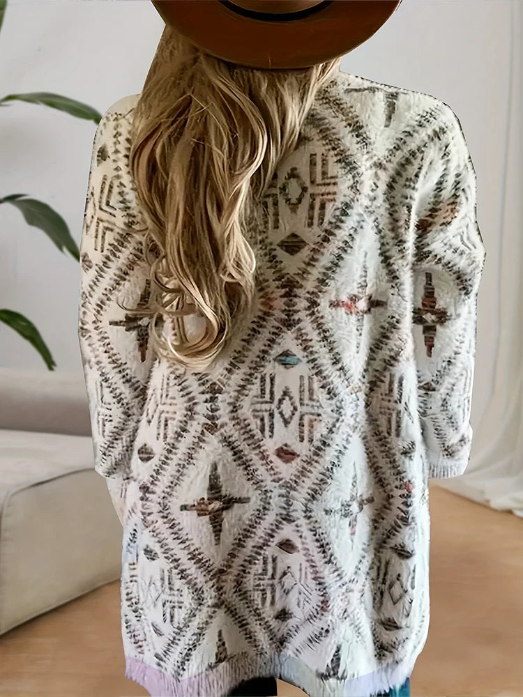 Plus Size Women's Casual Cardigan Irregular Pattern Loose Long Sleeve Knitted Sweater Spring Best Choice
