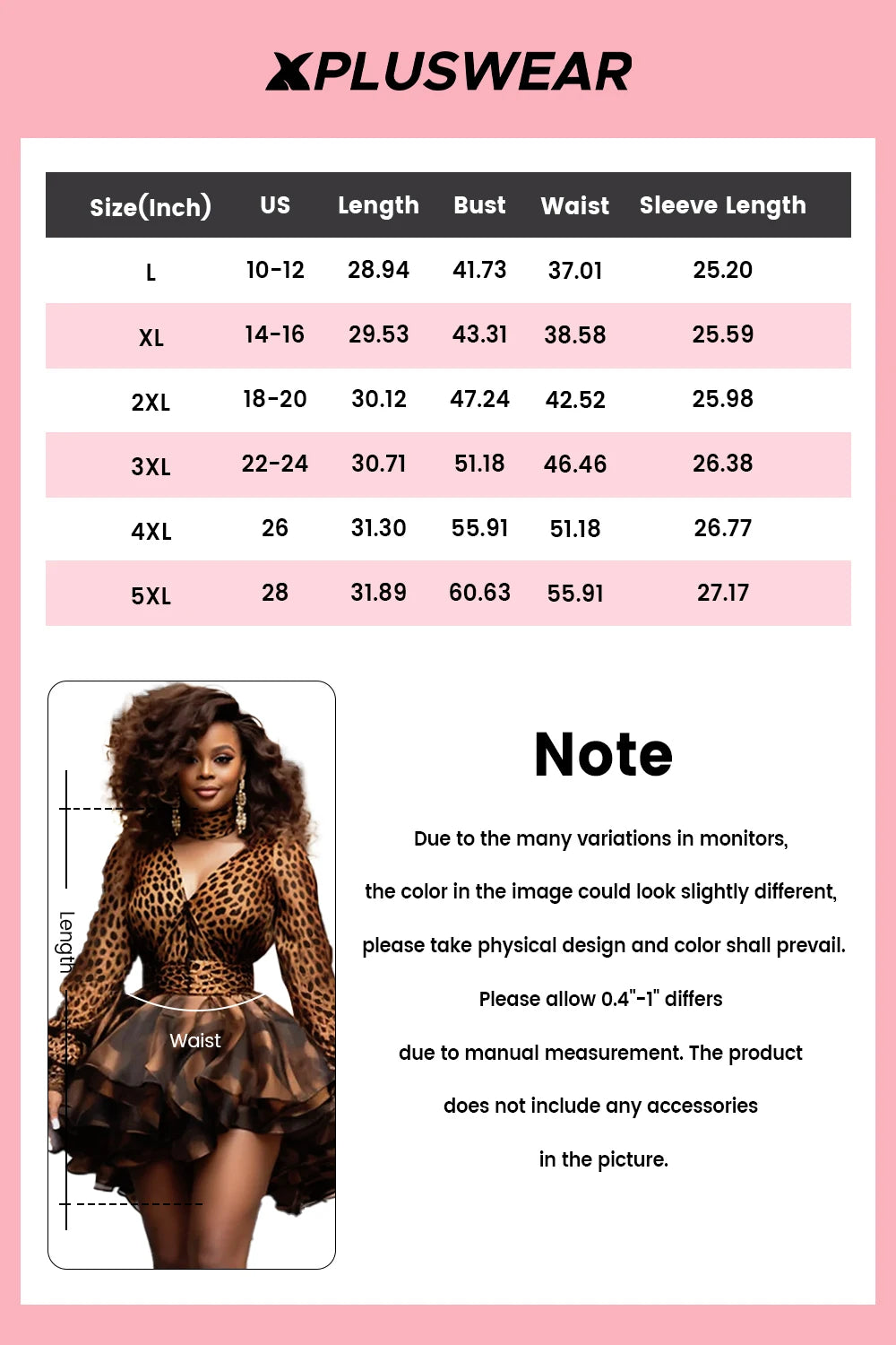 Plus Size Cocktail Party Brown Leopard High Collar Long Sleeve Ruffle Mini Dresses