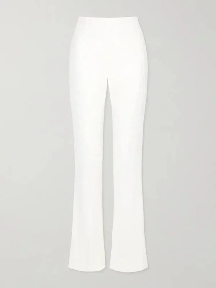 Beautyblue White Pants for Women High Waist Pants New Casual Solid Color Simple Bootcut Pant Elegant Office Commute Female