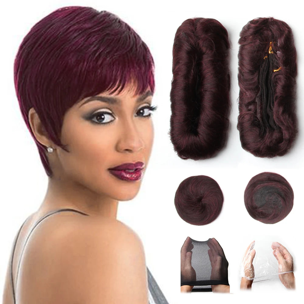 Short Human Hair Brazilian Hair Weave Bundles With Closure Ombre Curly Hair With Circular Center Closure T1b 30 99j Extensions