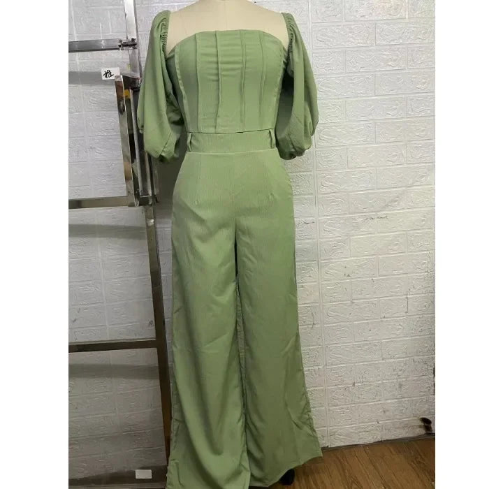 Women's Jump Suits New Elegant Square Neck Slim Fit and Waist Cinching Temperament Straight Leg Jumpsuit for Female 2024 Summer