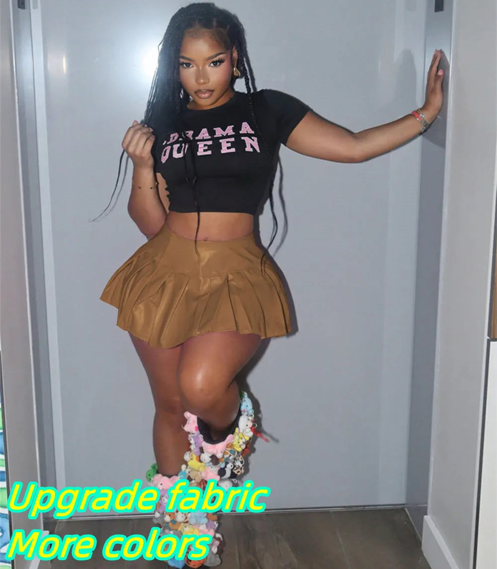 FAGADOER Reflective Silver Y2k Mini Pleated Skirt Party Club Outfits for Women Sexy A-line High Waisted Ball Gown Short Skirts