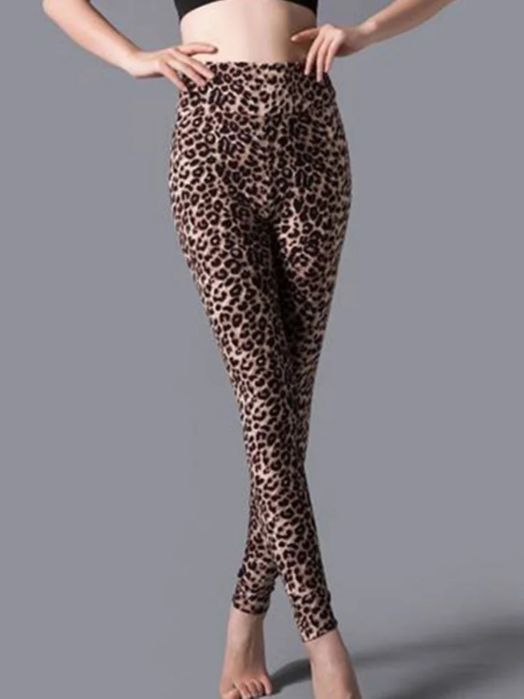CUHAKCI High Waist Leggings Sportwear Workout Women Jeggings Elastic Pants Leopard Summer Printed Stripe Sexy Fitness Leggins