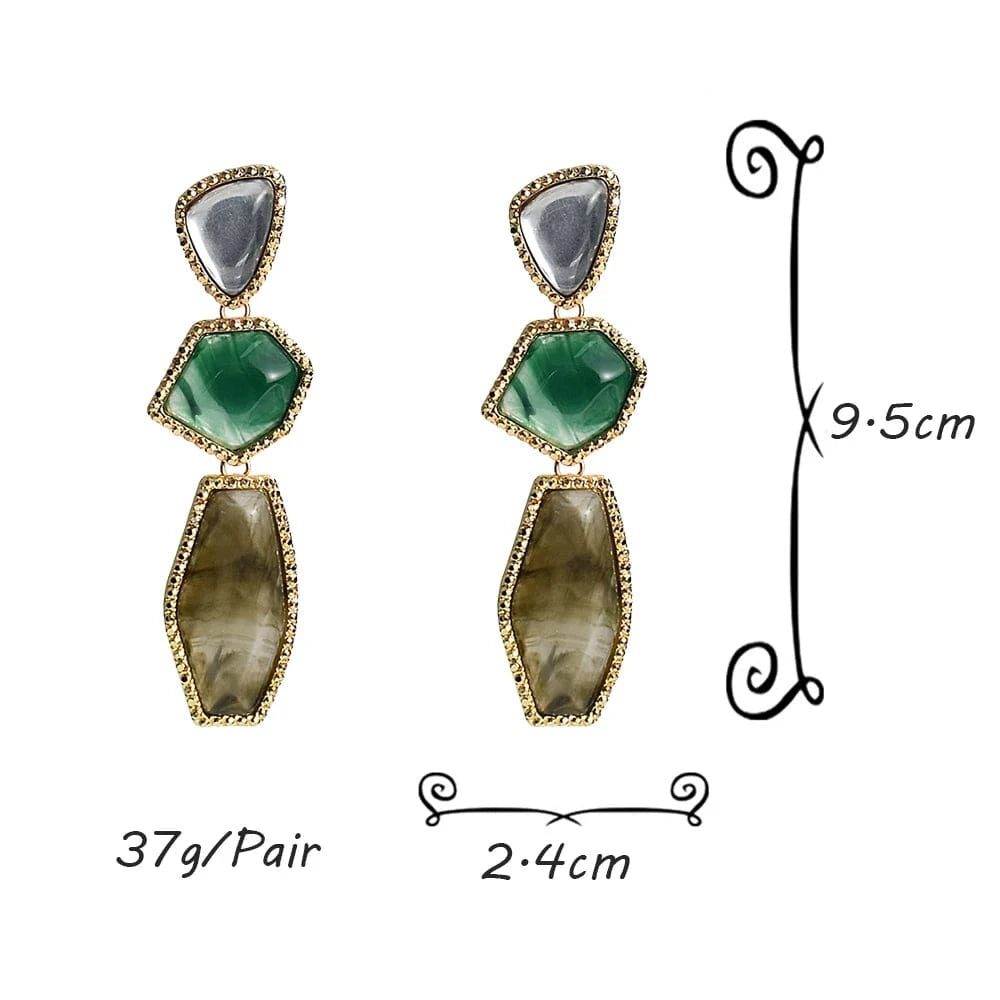 Vintage Bohemian Beads Drop Earrings For Women Turquoise Resin Hanging Earrings for Girls Party Ear Jewelry Gifts