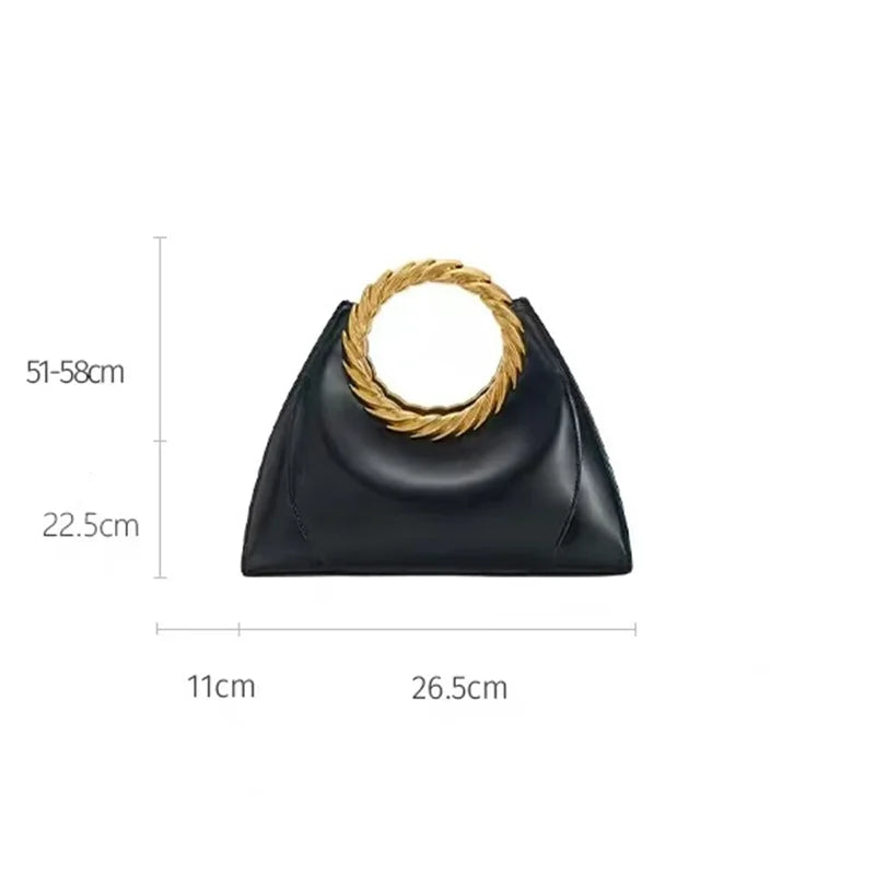 Metal Embossed Round Handle Clutch