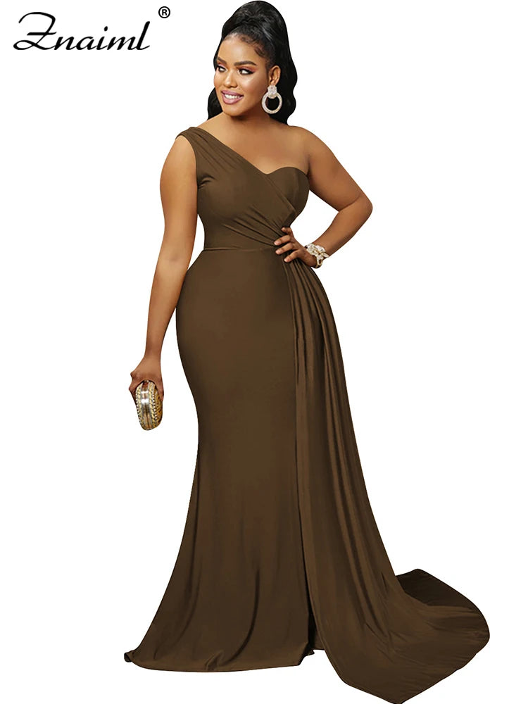 Znaiml Elegant Ribbon One Shoulder Wedding Guest Dinner Dress Women Sexy Party Nightclub Formal Occasion Evening Birthday Robe