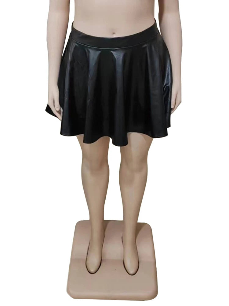 Elegant Skirts for Women Summer Streetwear Leather Skirt Sexy A-line Flare Ladies Plus Size Black Skirt Wholesale Dropshipping