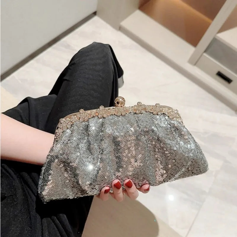 Dark Blue Clutch Bag Women Bling Sequin Purses and Handbag Diamonds Women's Wallet Chain Shoulder Female Party Clutch Z246