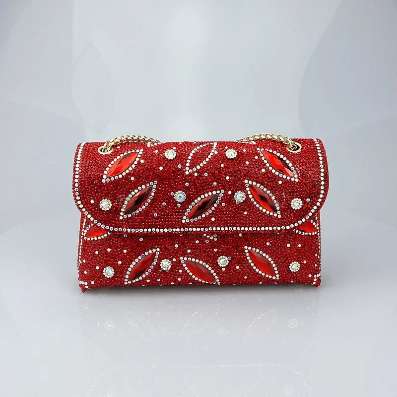 New Cross-Border High-End Feel Large Brick Socialite Style Diamond Underarm Handbag Embroidered Color Diamond Chain Chinese Dres