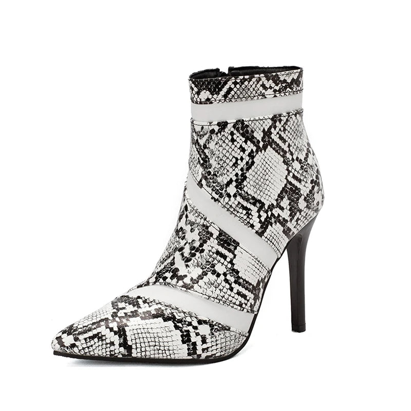 Pointed Toe PU Leather Stiletto Ankle Boots for Women