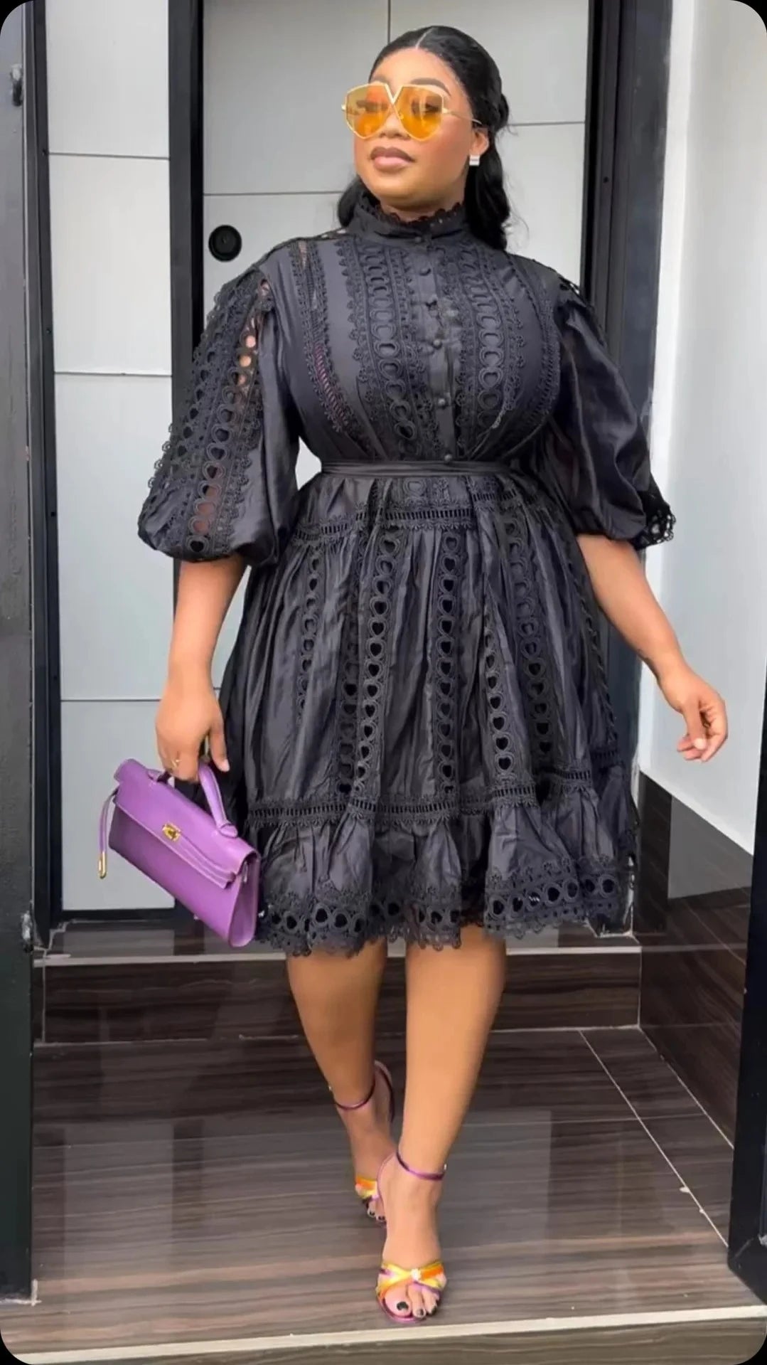 CM.YAYA Fashion Lace Embroidery Patchwork Women's Set Long Sleeve Shirt and Wide Leg Pants 2025 Vacation Two 2 Piece Sets Outfit