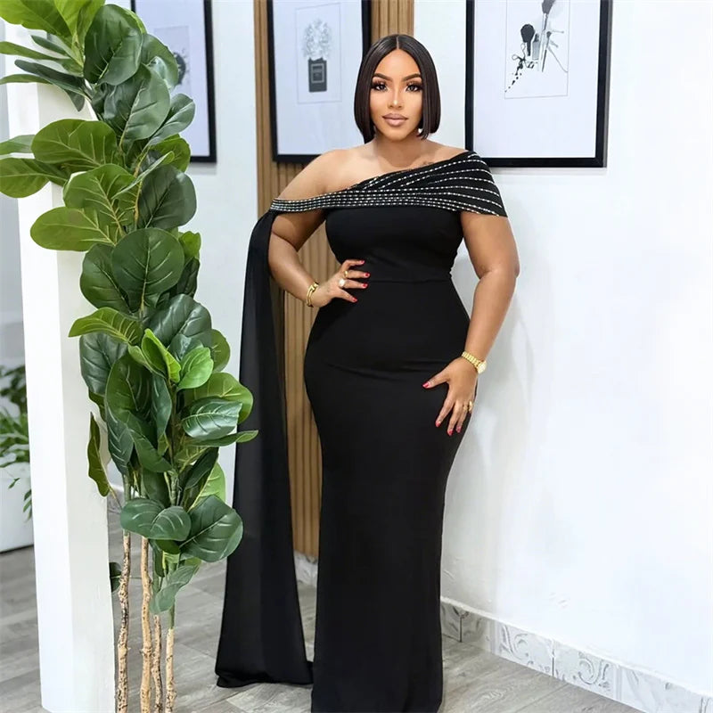 Off Shoulder Glitter Diamond Long Evening Dress for Women
