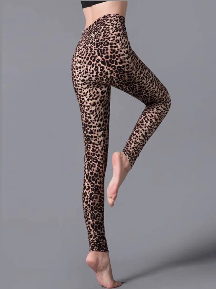 CUHAKCI High Waist Leggings Sportwear Workout Women Jeggings Elastic Pants Leopard Summer Printed Stripe Sexy Fitness Leggins