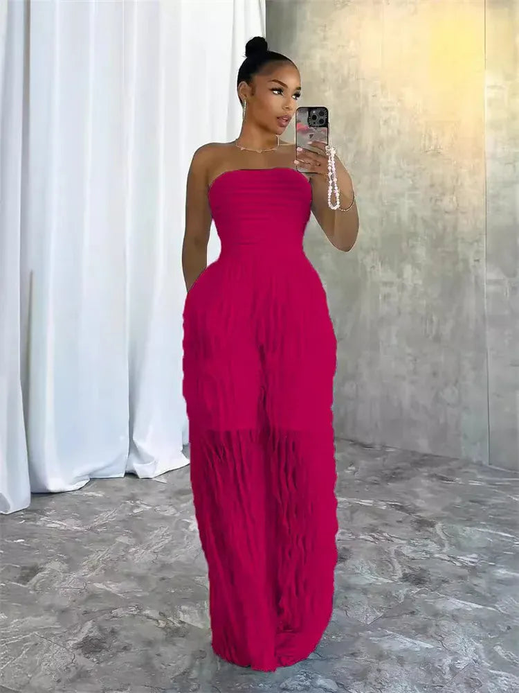 Strapless Wave Pattern Jumpsuit