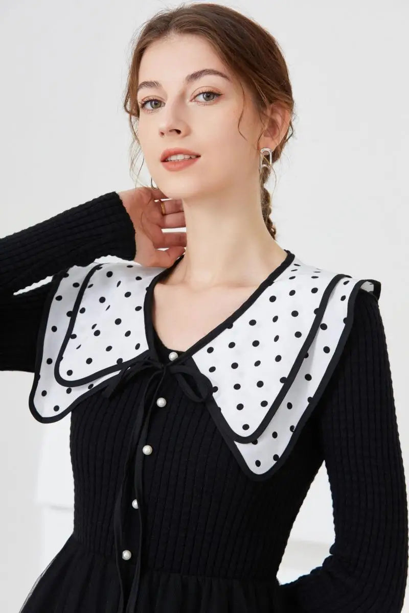 Removable Lace Doll Fake Collar Women Tie Ladies White Shawl Wrap Detachable Embroidered Lapel False Collar Clothes Accessory
