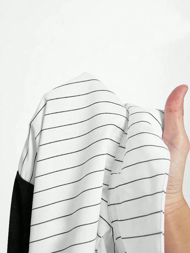 Women's Fashion Striped Spliced Lapel Shirt Elegant Fashion Style Business Casual Office Wear