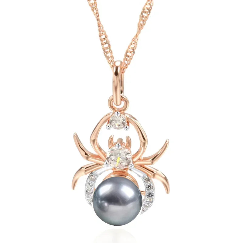 Gray Pearl Spider Necklace Set