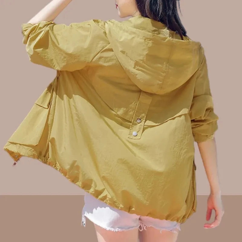 Women's Jacket With Hooded Sun Protection Clothing Women's Summer Thin Coat 2023 New Anti-Ultraviolet Breathable Shirt size 4XL