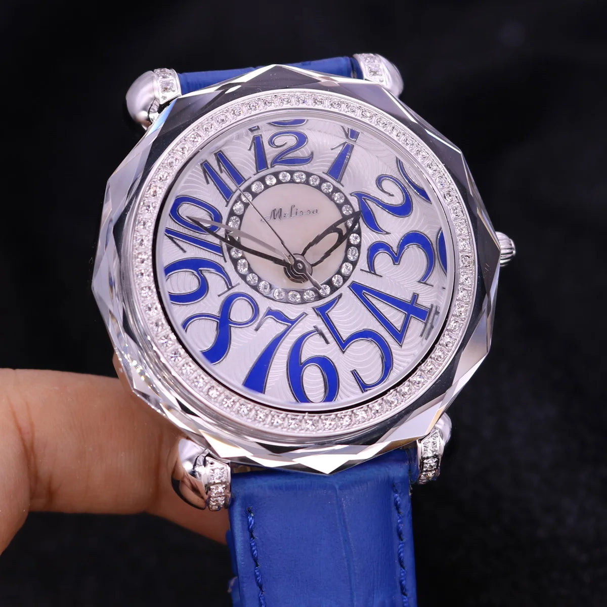 Luxury Unicorn Melissa Women's Watch Rhinestone Crystal Fashion Hour Real Leather Bracelet Clock Girl's Birthday Gift Box
