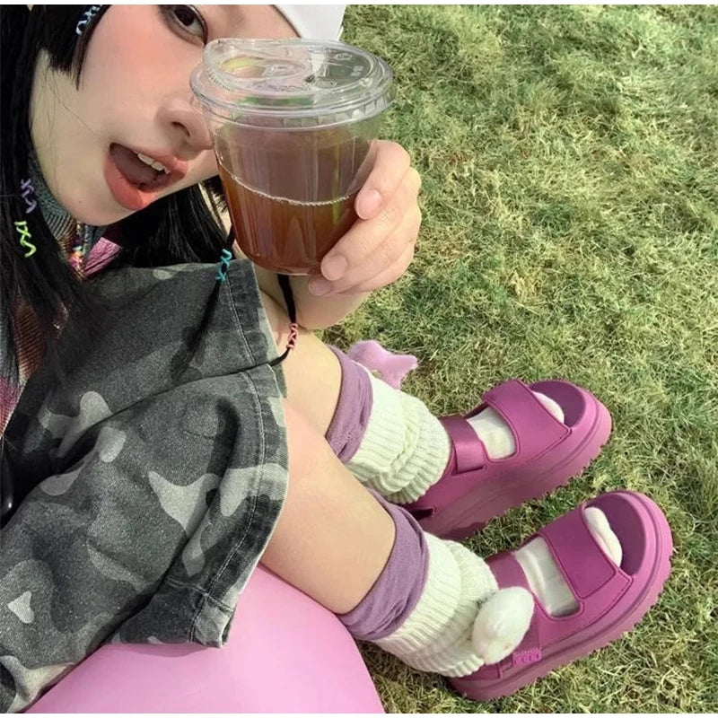 Brand Open Toe Thick-soled Sandals For Women Casual High Quality Fashion Comfort Thick-soled Shoes New Velcro Buckle Sandals