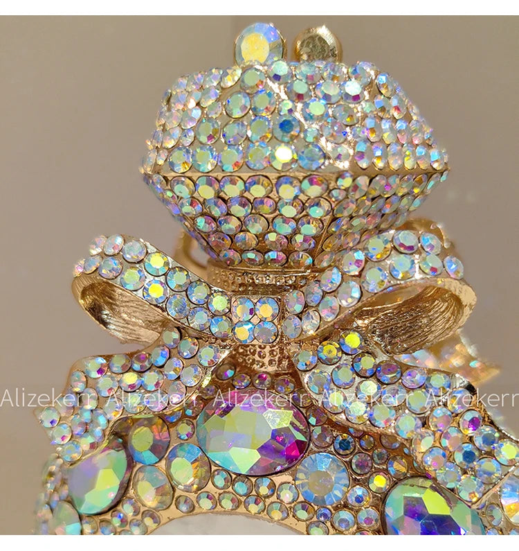 Alizekerr Perfume Bottle Crystal Evening Bags Women Gorgeous Boutique Bow Diamond Metal Clutch Purses And Handbags Wedding Party