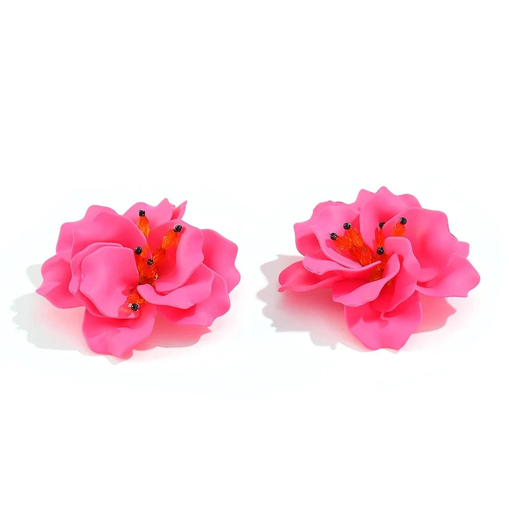 Exaggerated Ethnic Handmade Flower Drop Earrings Bohemian Acrylic Lovely Earrings High Quality Statement Female Jewelry