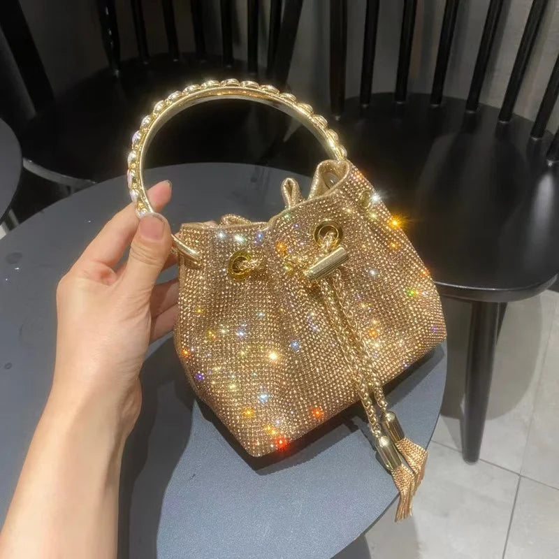 Luxury Designer Women's Handbag Crystal Shiny Rhinestones Diamond Evening Bag Wedding Party Clutch Purse Shoulder Crossbody Bag