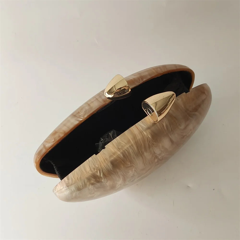 Shell Brand Pearl Brown Marble Acrylic Box Clutches Evening Bag Wedding Party Female Mini Purse Evening Female Bridal Handbag