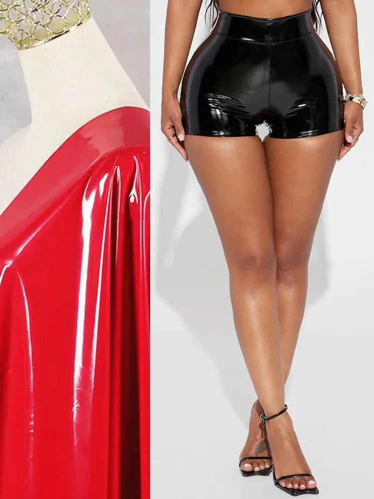 High Waist Patent Leather Shorts Women Wet Look PU Hot Pants Custom Summer Stretch Bodycon Shorts Dance Pole Costume Clubwear