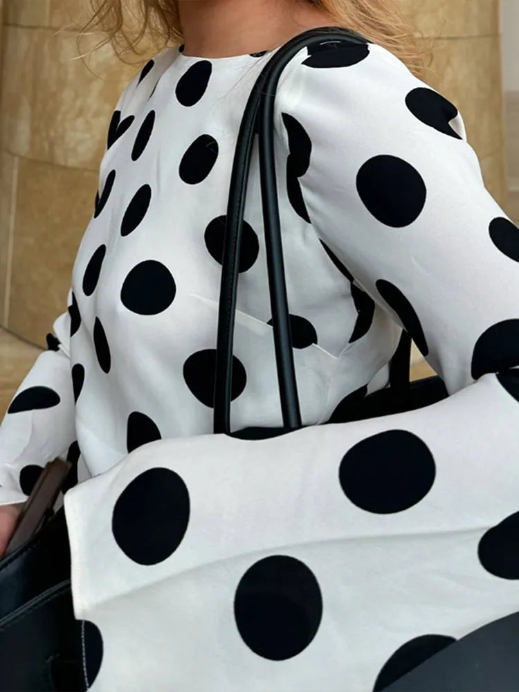Black Dots Dress Long Sleeve  Art Modern Maxi Dress Long Sleeve High Neck Street Wear Print Bohemia Long Robe Gift 2025