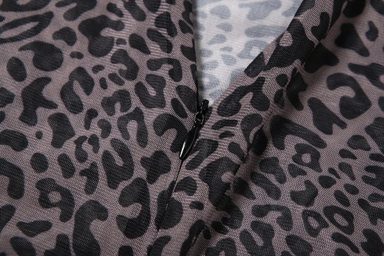 Weird Puss Leopard Print Romper Women See Through Sexy Full Sleeve Turtleneck Fall Fit Skinny Playsuit Stretch Midnight Clubwear
