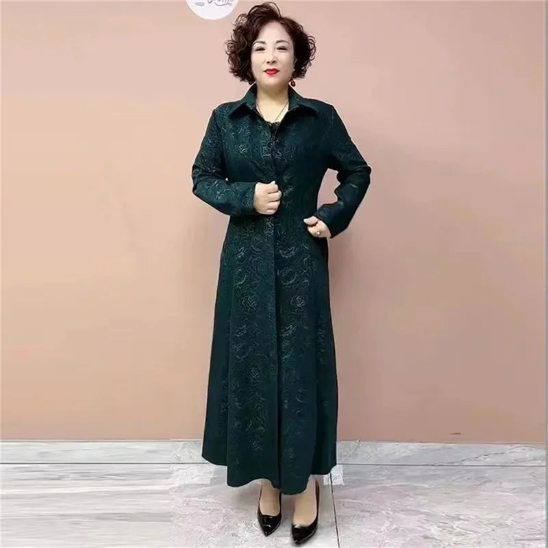 High End Women's Windbreaker New Spring Aumnu Oversized Women's Clothing Slimming Long Trench Jacket Fashion Mom's Outerwear 6XL