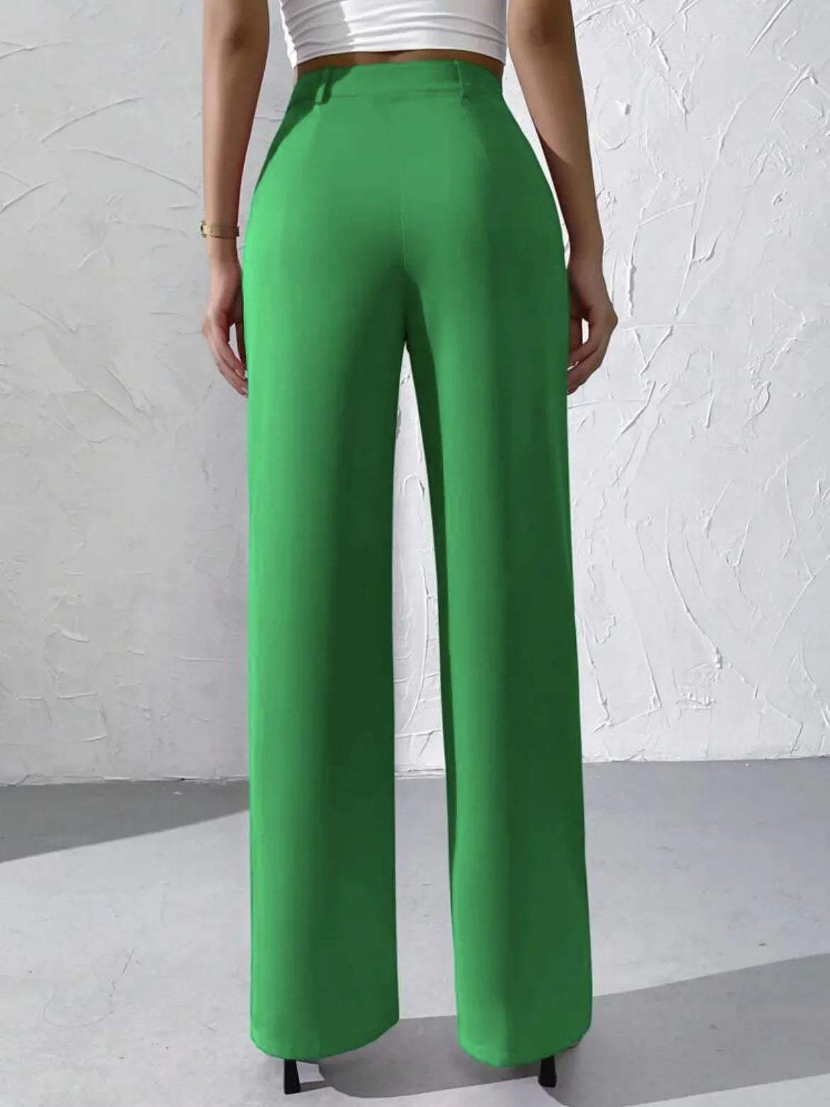 Elegant Pure Color Draped Wide Leg Suit Pants for Women High Waist Long Trousers Fashionable Business Casual Loose Fit