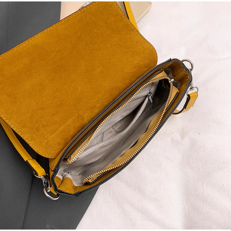 Retro Frosted New Shoulder Bag Women Autumn And Winter Suede High-end Fashion Women's Wallet Versatile Texture Small Square Bag