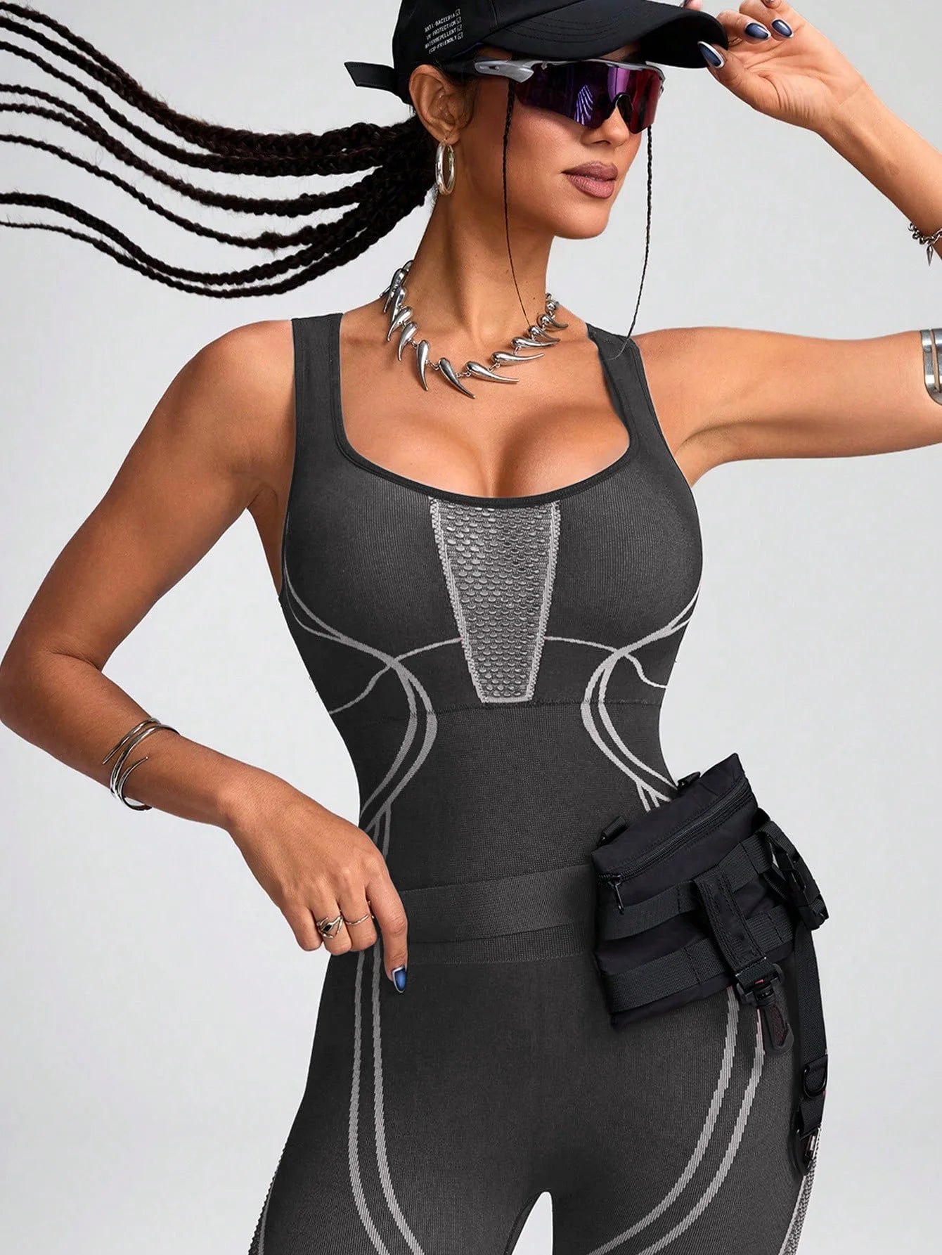 Women's Sports Yoga Jumpsuit Leisure Fitness Yoga Jumpsuit Yoga Training Suit Fitness Jumpsuit Splicing Color Fashionable
