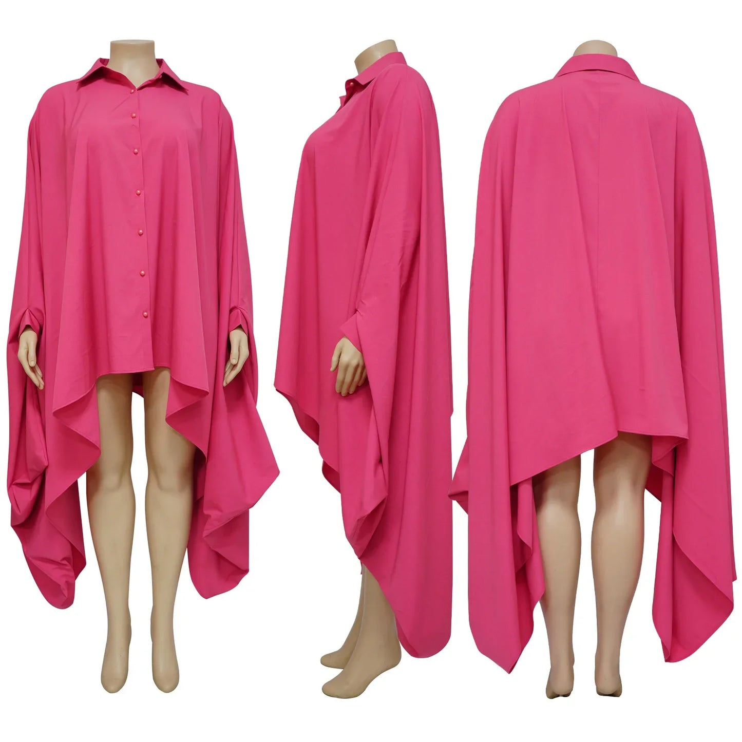 CM.YAYA Women Batwing Long Sleeve Asymmetrical Loose Shirt Style Maxi Long Dress Fashion Vintage Autumn Winter Female Dresses