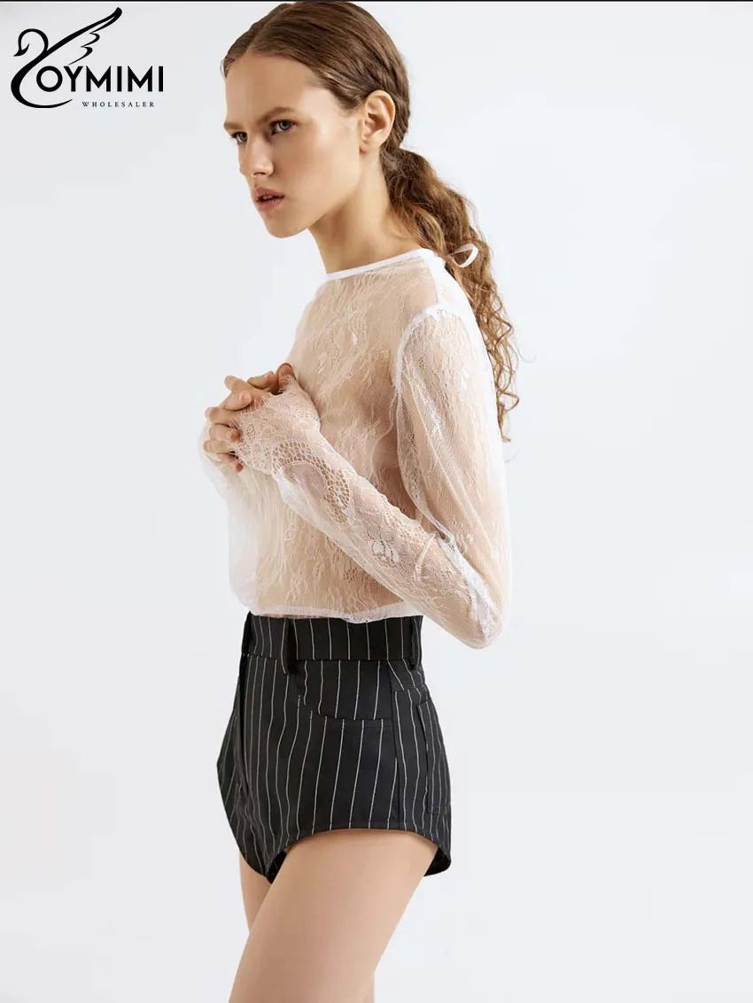 Oymimi Elegant Black Print Two Pice Outfits For Women Fashion Long Sleeve Single Button Blazers And High Waist Shorts Female Set