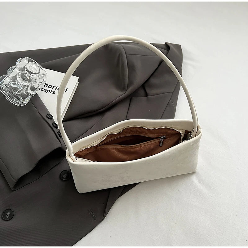 Retro Texture Design Underarm Bag Solid Color Simple Advanced Versatile Ladies Handbag Elegant Fashion Exquisite Shoulder Bag