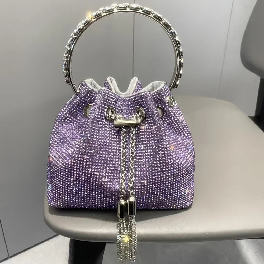 Luxury Designer Women's Handbag Crystal Shiny Rhinestones Diamond Evening Bag Wedding Party Clutch Purse Shoulder Crossbody Bag