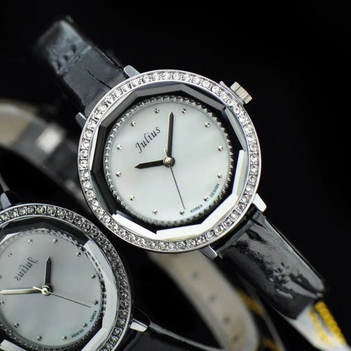 Mother-of-pearl Julius Lady Women's Watch Japan Quartz Fashion Hours Bracelet Real Leather Girl's Gift No Box