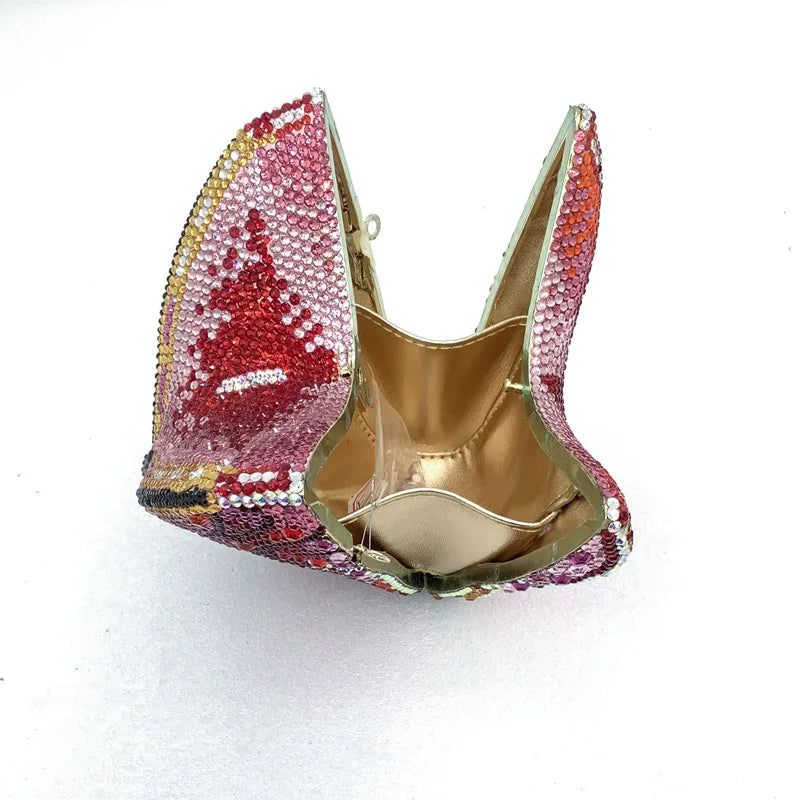 XIYUAN Butterfly Shaped Crystal Evening Bags Women Luxury Sparkling Rhinestone Clutch Purse Wedding Party Bridal Handbag Diamond