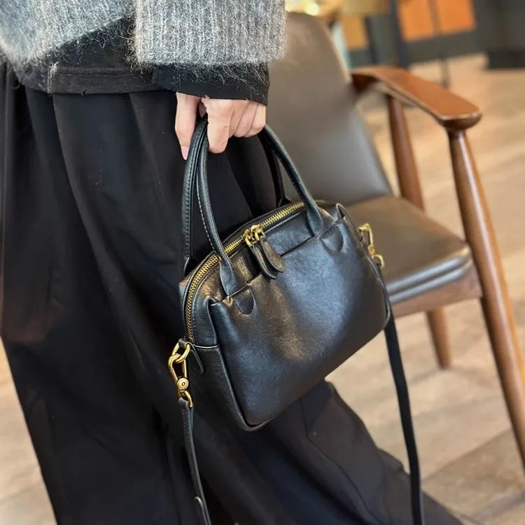 Women Natural Cow Leather Handbags Ladies High Quality Shoulder Bag Female Fashion Retro Luxury Designer Cowhide Crossbody Bags