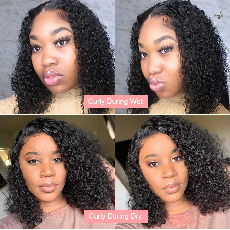 Short Curly Bob Wigs Human Hair 250% Glueless Brazilian Closure Frontal Wigs Without Glue Pre Cut Lace Wigs For Women On Sale
