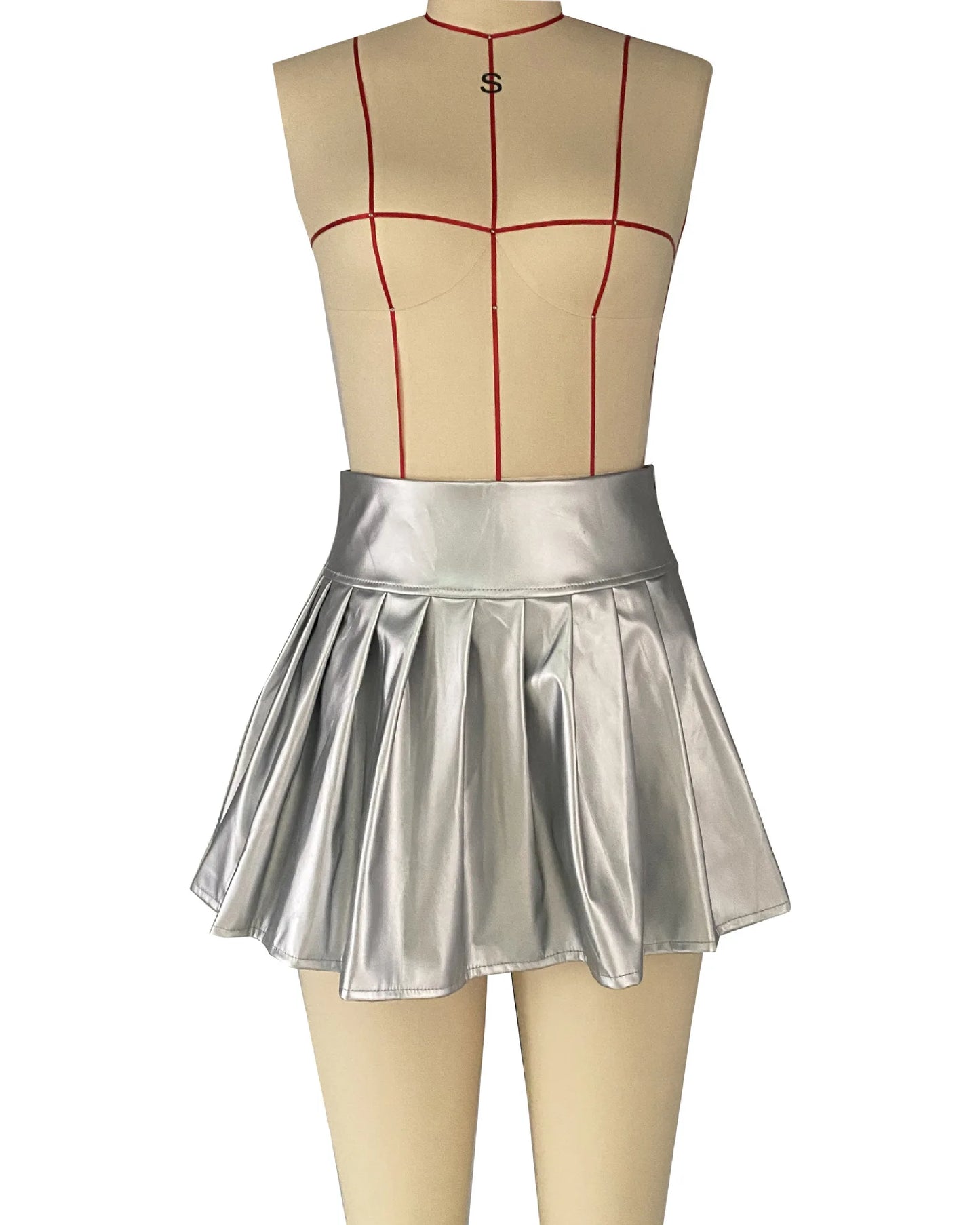 CM.YAYA 2024 Summer Women PU Leather Sexy Pleated Mini Skirt Street Sute Girl Holiday basic Zipper Night Party Club Skirts